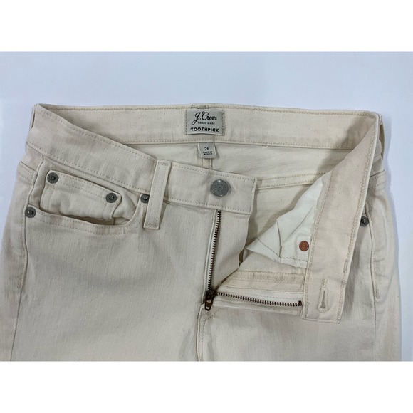 J. Crew Women’s Toothpick Jeans Pants Size 26 Cream/Ivory Color Summer 2017 - Picture 4 of 12